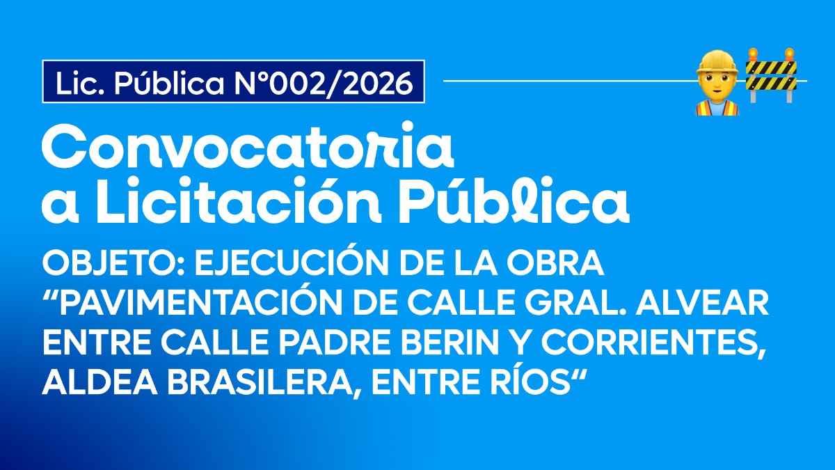 Convocatoria a Licitación Pública para la pavimentación de calle General Alvear